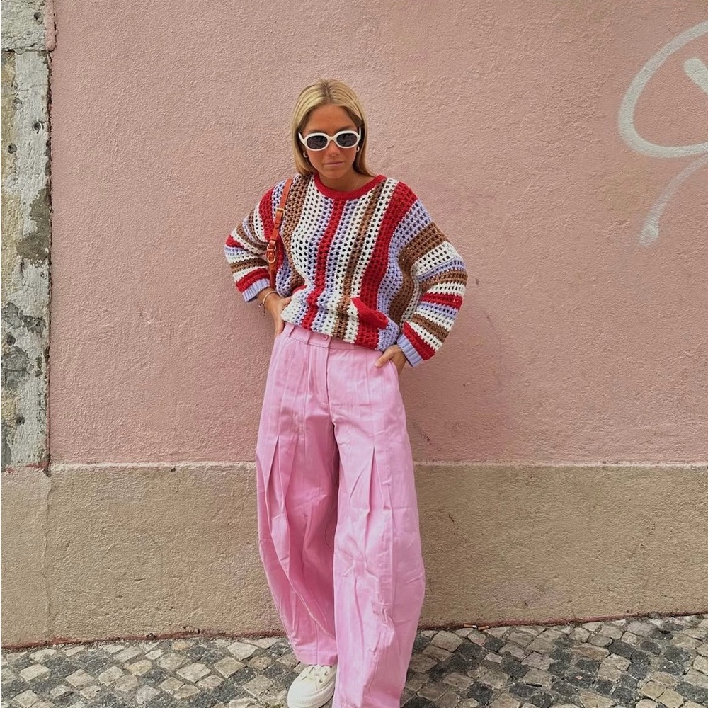 Elegant Pink Wide-Leg Trousers